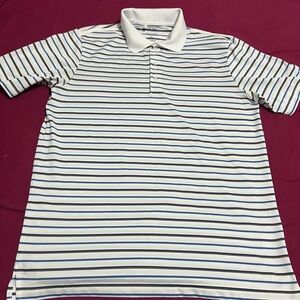 Adidas Golf Shirt - pure motion Golf  polo shirt Size medium- White Striped